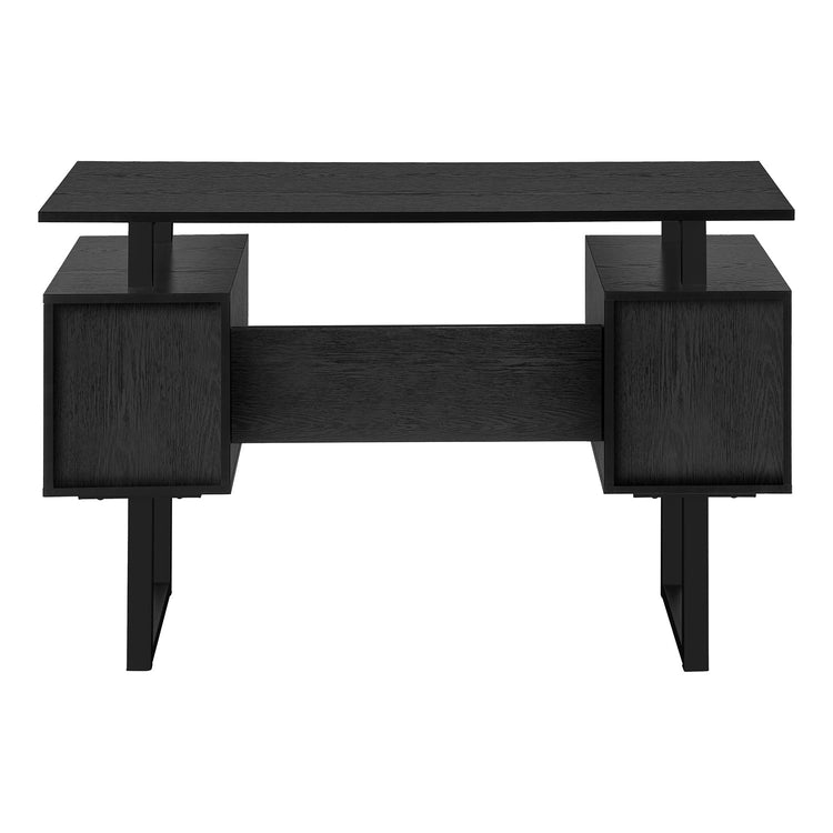 I 7606 - Bureau, Bureau À Domicile, Ordinateur Portable, Rangement, 48"L, Travail, Laminé Noir, Métal Noir, Contemporain, Moderne - Simple Boutique