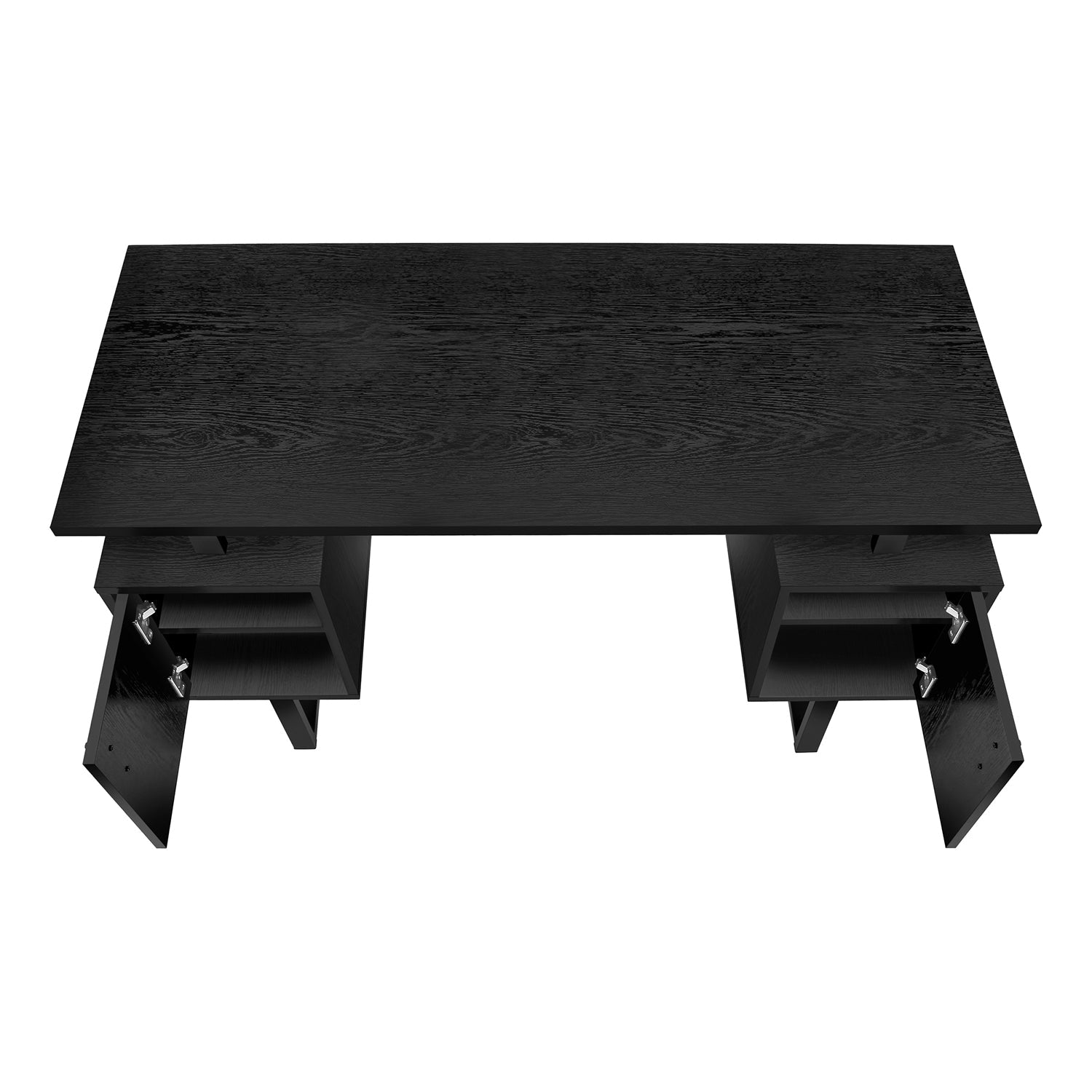 I 7606 - Bureau, Bureau À Domicile, Ordinateur Portable, Rangement, 48"L, Travail, Laminé Noir, Métal Noir, Contemporain, Moderne - Simple Boutique