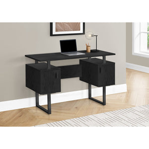 I 7606 - Bureau, Bureau À Domicile, Ordinateur Portable, Rangement, 48"L, Travail, Laminé Noir, Métal Noir, Contemporain, Moderne - Simple Boutique