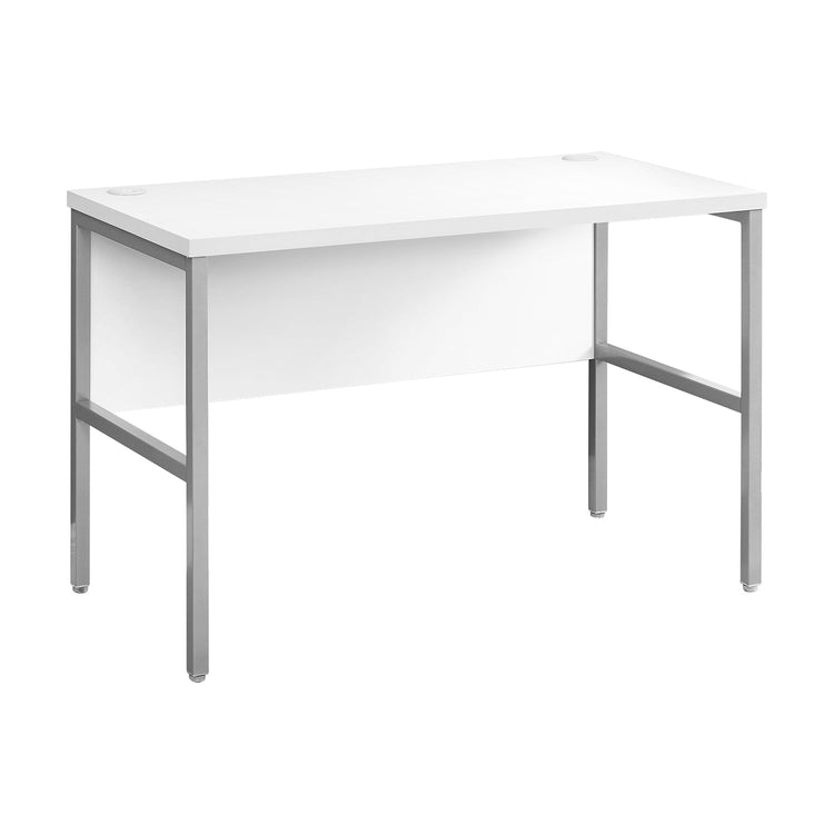 I 7726 - Bureau, 48"L, Travail, Bureau À Domicile, Qualité Commerciale, Stratifié Blanc, Métal Argenté, Contemporain, Moderne - Simple Boutique