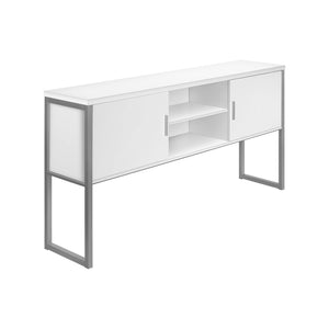 I 7728 - Huche De Bureau, 72"L, Travail, Portes De Stockage, Travail, Qualité Commerciale, Stratifié Blanc, Métal Argenté, Contemporain, Moderne - Simple Boutique