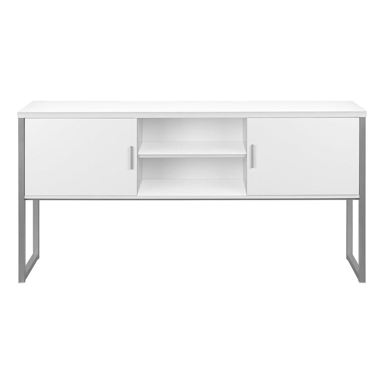 I 7728 - Huche De Bureau, 72"L, Travail, Portes De Stockage, Travail, Qualité Commerciale, Stratifié Blanc, Métal Argenté, Contemporain, Moderne - Simple Boutique