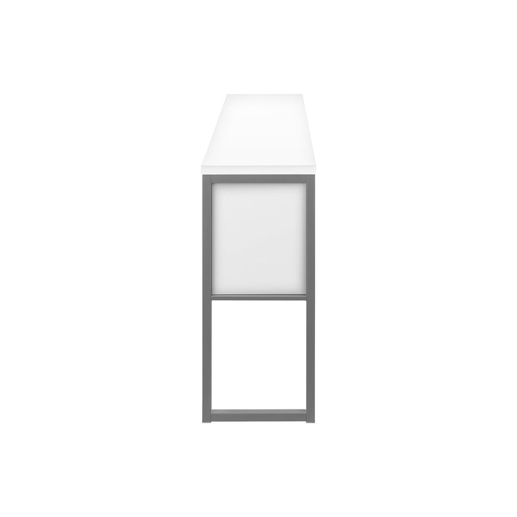 I 7728 - Huche De Bureau, 72"L, Travail, Portes De Stockage, Travail, Qualité Commerciale, Stratifié Blanc, Métal Argenté, Contemporain, Moderne - Simple Boutique