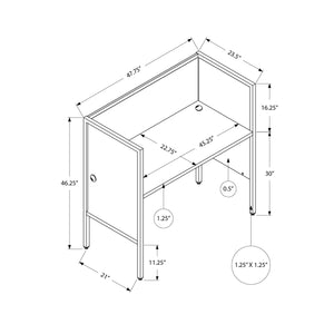 I 7729 - Bureau A Cloison, 48"L, Bureau, Travail, Qualité Commerciale, Stratifié Blanc, Métal Argenté, Contemporain, Moderne - Simple Boutique