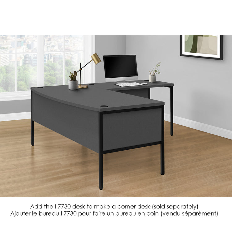 I 7731 - Bureau, 48"L, Travail, Bureau À Domicile, Qualité Commerciale, Stratifié Gris, Métal Noir, Contemporain, Moderne - Simple Boutique