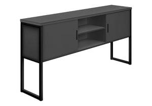 I 7733 - Huche De Bureau, 72"L, Travail, Portes De Stockage, Travail, Qualité Commerciale, Stratifié Gris, Métal Noir, Contemporain, Moderne - Simple Boutique