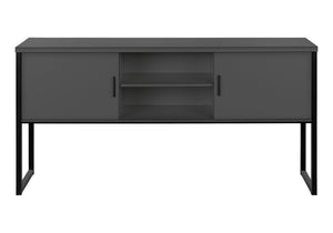 I 7733 - Huche De Bureau, 72"L, Travail, Portes De Stockage, Travail, Qualité Commerciale, Stratifié Gris, Métal Noir, Contemporain, Moderne - Simple Boutique