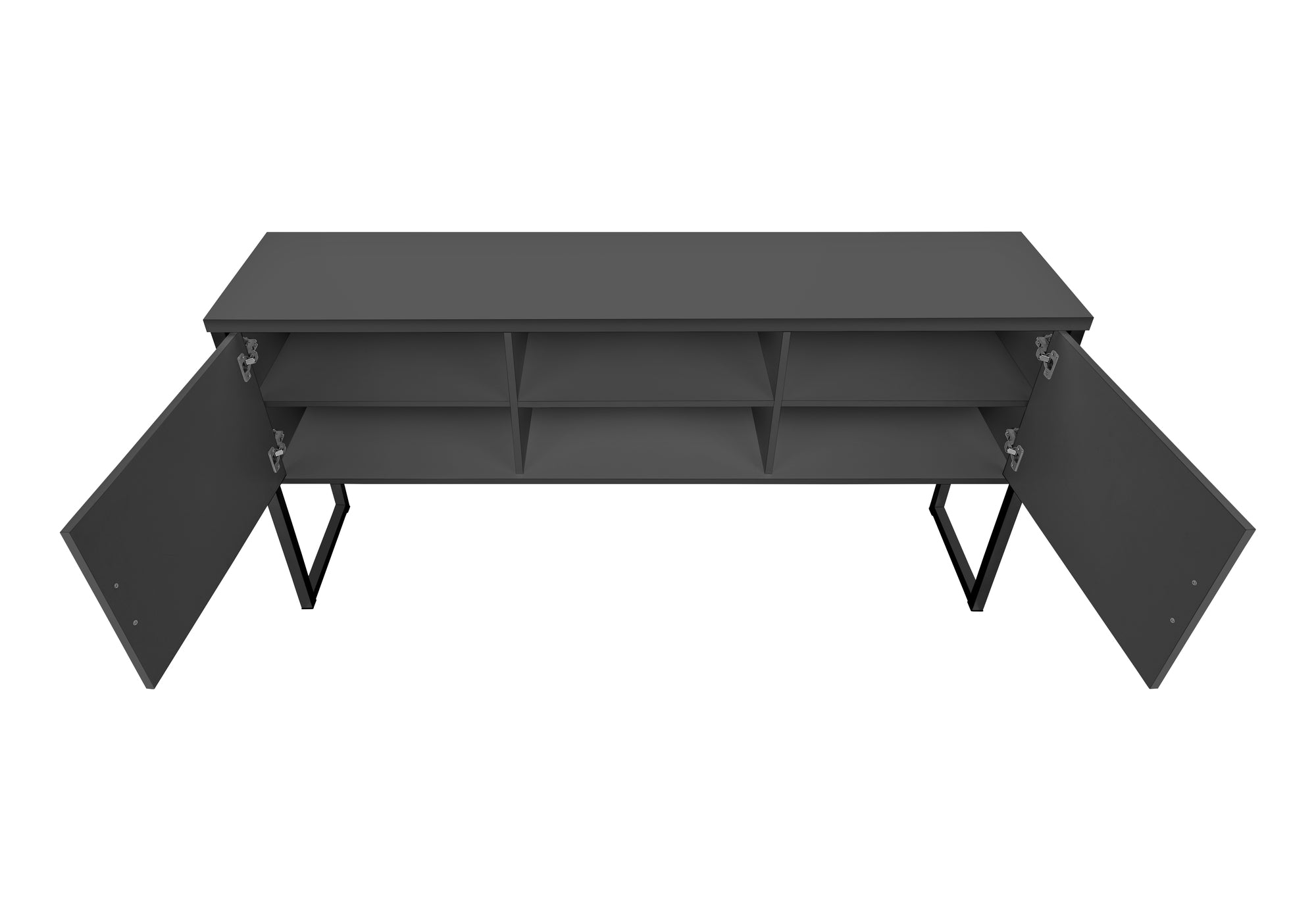 I 7733 - Huche De Bureau, 72"L, Travail, Portes De Stockage, Travail, Qualité Commerciale, Stratifié Gris, Métal Noir, Contemporain, Moderne - Simple Boutique