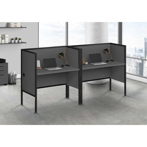 I 7734 - Bureau A Cloison, 48"L, Bureau, Travail, Qualité Commerciale, Stratifié Gris, Métal Noir, Contemporain, Moderne - Simple Boutique