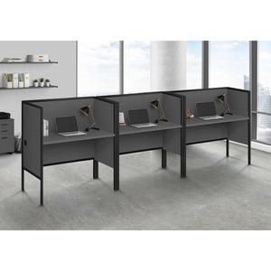 I 7734 - Bureau A Cloison, 48"L, Bureau, Travail, Qualité Commerciale, Stratifié Gris, Métal Noir, Contemporain, Moderne - Simple Boutique
