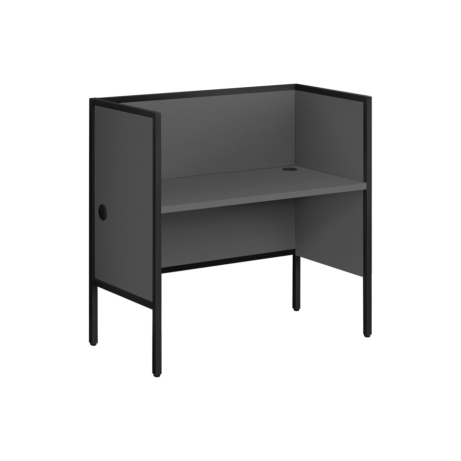 I 7734 - Bureau A Cloison, 48"L, Bureau, Travail, Qualité Commerciale, Stratifié Gris, Métal Noir, Contemporain, Moderne - Simple Boutique
