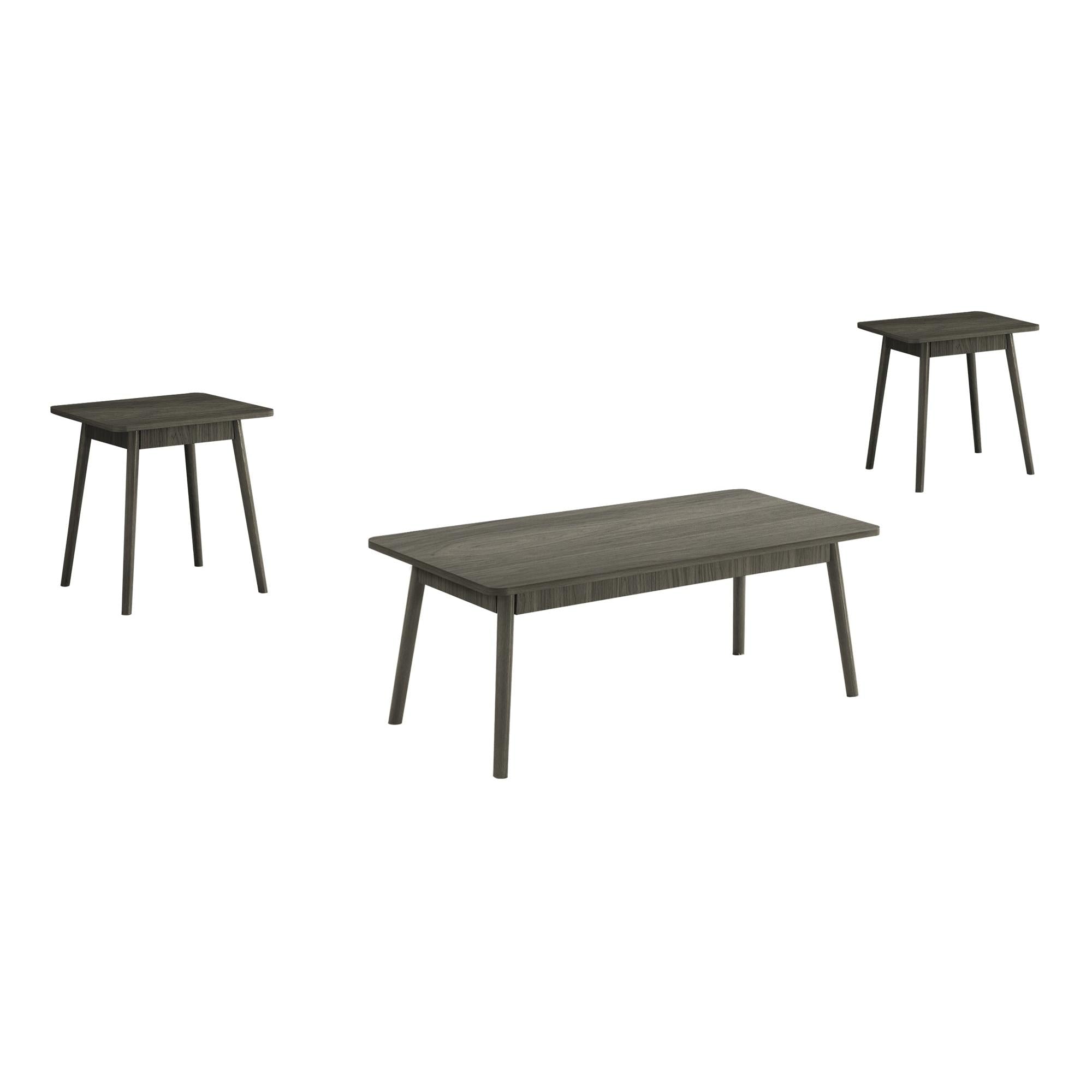 I 7851P - Ens De Tables, Ensemble De 3 Pièces, Café, Bout, Coté, Accent, Salon, Stratifié Gris, Mid Century, Moderne - Simple Boutique