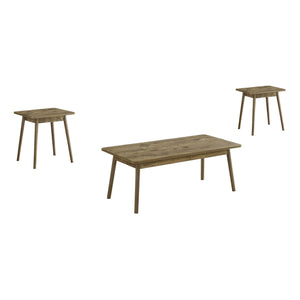 I 7852P - Ens De Tables, Ensemble De 3 Pièces, Café, Bout, Coté, Accent, Salon, Stratifié Brun Clair, Mid Century, Moderne - Simple Boutique