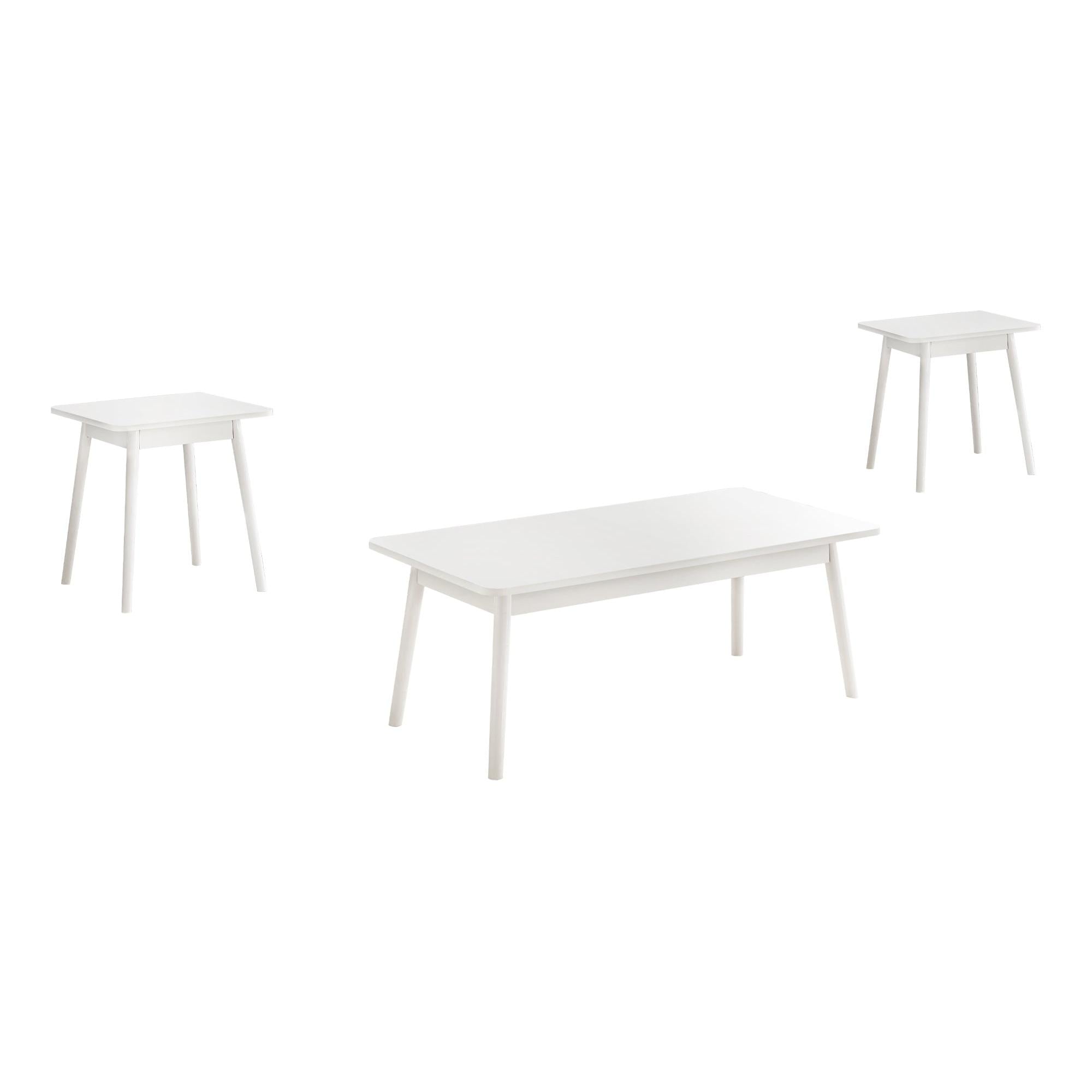 I 7853P - Ens De Tables, Ensemble De 3 Pièces, Café, Bout, Coté, Accent, Salon, Stratifié Blanc, Mid Century, Moderne - Simple Boutique