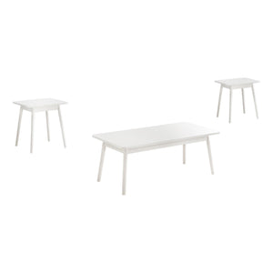 I 7853P - Ens De Tables, Ensemble De 3 Pièces, Café, Bout, Coté, Accent, Salon, Stratifié Blanc, Mid Century, Moderne - Simple Boutique