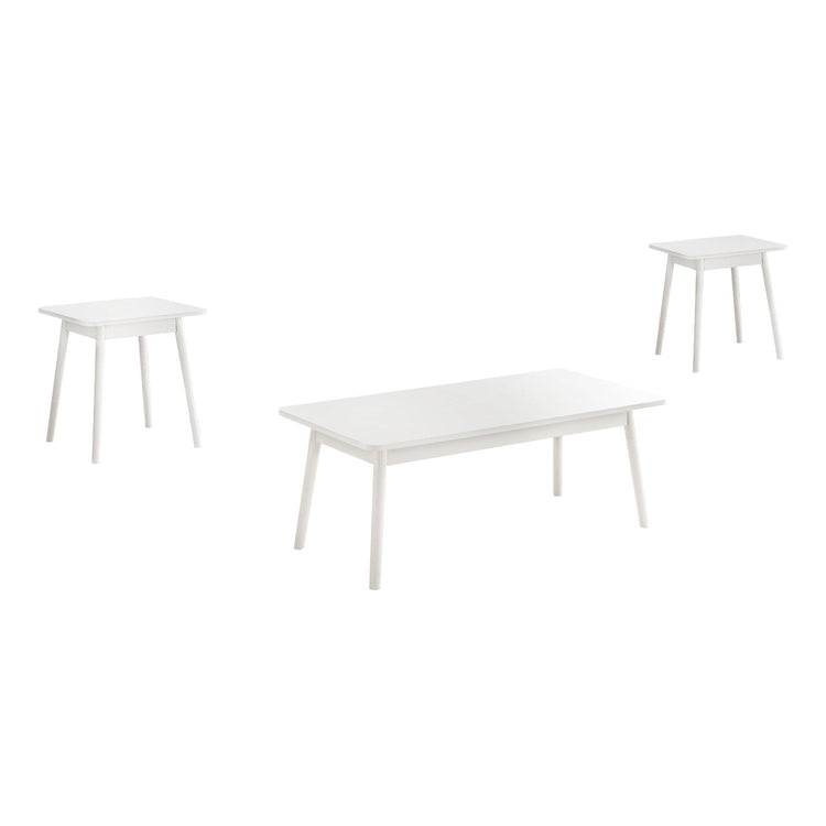 I 7853P - Ens De Tables, Ensemble De 3 Pièces, Café, Bout, Coté, Accent, Salon, Stratifié Blanc, Mid Century, Moderne - Simple Boutique