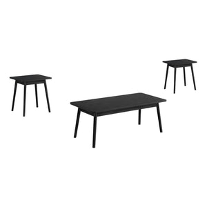 I 7854P - Ens De Tables, Ensemble De 3 Pièces, Café, Bout, Coté, Accent, Salon, Stratifié Noir, Mid Century, Moderne - Simple Boutique