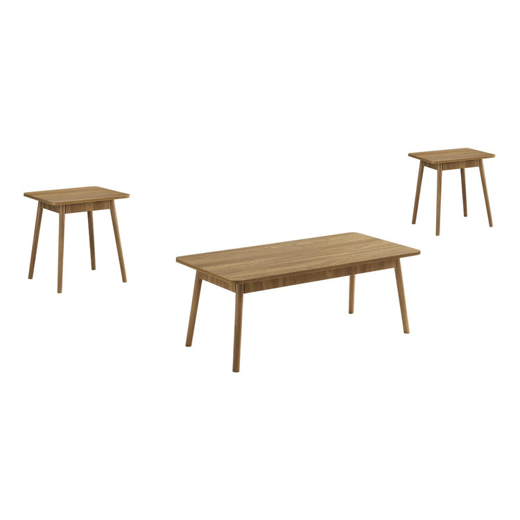 I 7855P - Ens De Tables, Ensemble De 3 Pièces, Café, Bout, Coté, Accent, Salon, Noyer Clair, Mid Century, Moderne - Simple Boutique
