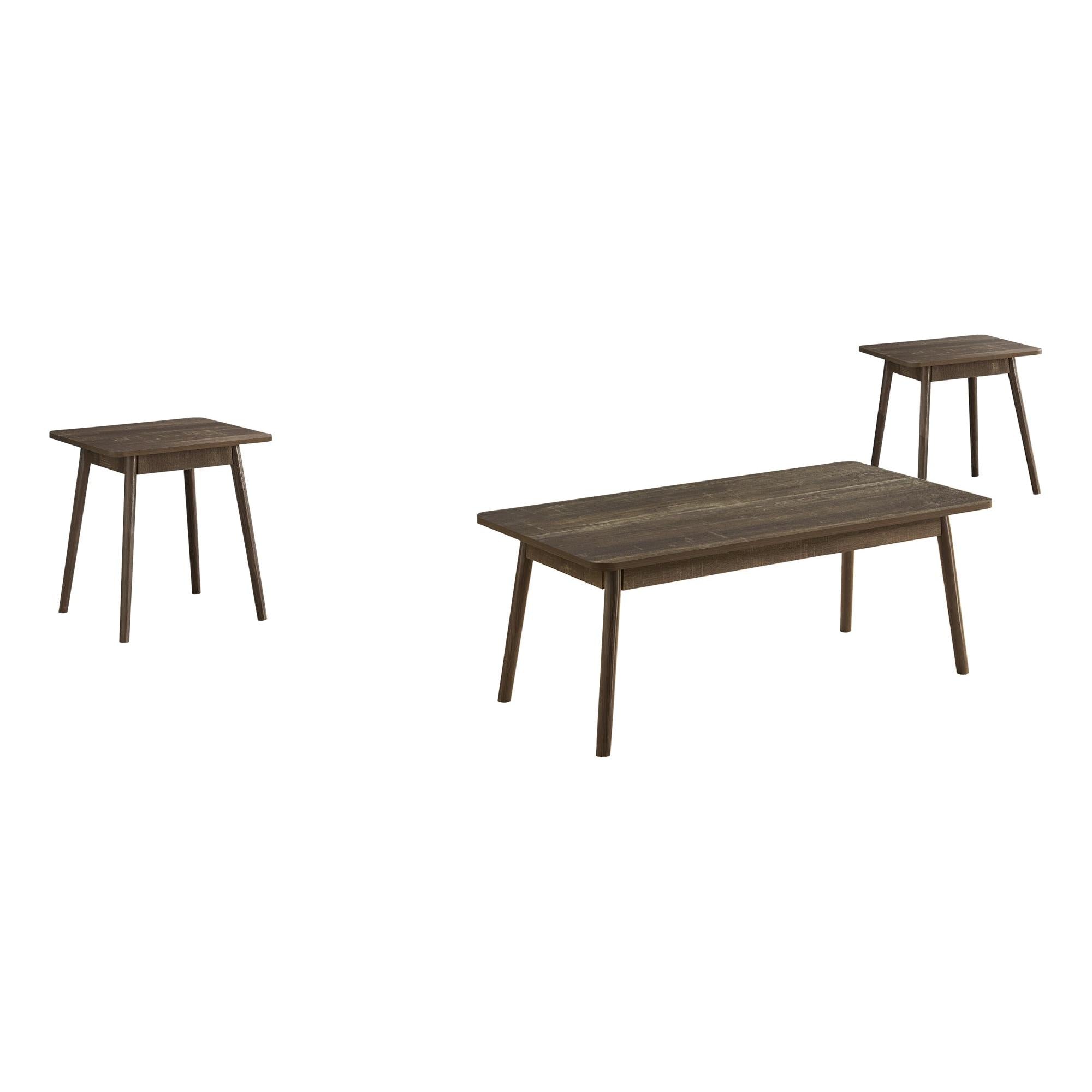 I 7856P - Ens De Tables, Ensemble De 3 Pièces, Café, Bout, Coté, Accent, Salon, Stratifié En Bronze Foncé, Mid Century, Moderne - Simple Boutique