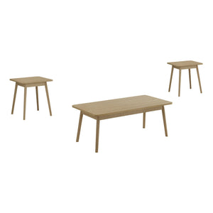 I 7857P - Ens De Tables, Ensemble De 3 Pièces, Café, Bout, Coté, Accent, Salon, Stratifié Naturel, Mid Century, Moderne - Simple Boutique