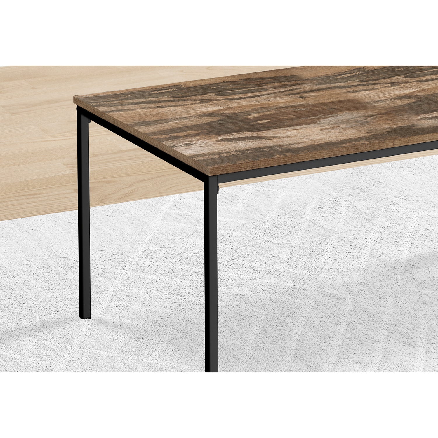 I 7893P - Ens De Tables, Ensemble 3pcs, Café, Bout, Métal Noir, Laminé Recyclé Brun, Contemporain, Moderne - Simple Boutique