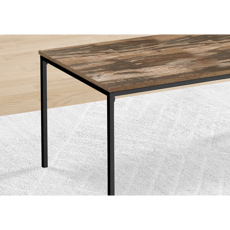 I 7893P - Ens De Tables, Ensemble 3pcs, Café, Bout, Métal Noir, Laminé Recyclé Brun, Contemporain, Moderne - Simple Boutique
