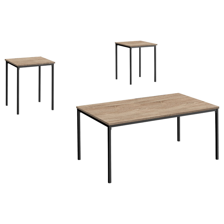 I 7895P - Ens De Tables, Ensemble 3pcs, Café, Bout, Métal Noir, Laminé Taupe Foncé, Contemporain, Moderne - Simple Boutique
