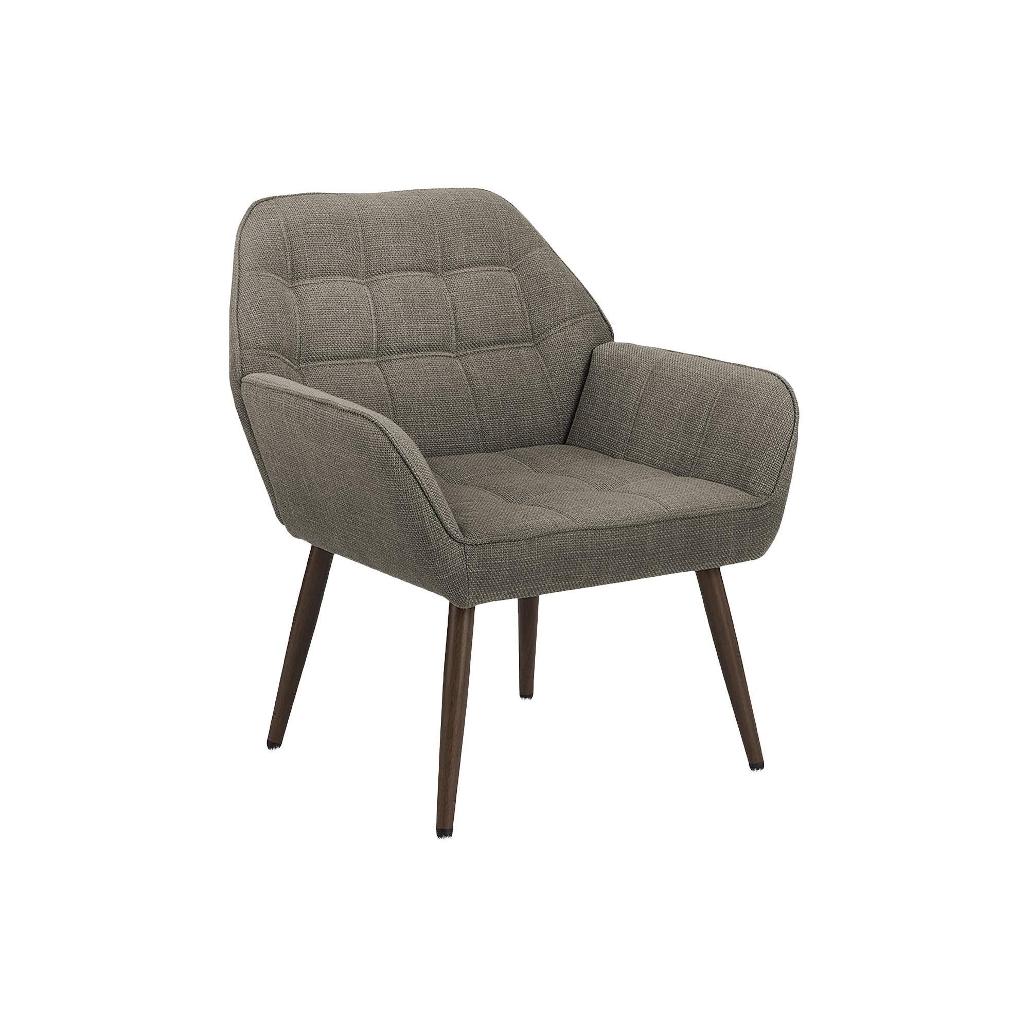 I 8000 - Chaise D'appoint, 33''H, Rembourré, Salon, Tissu Marron Clair, Pieds En Métal Noyer, Contemporain, Moderne - Simple Boutique
