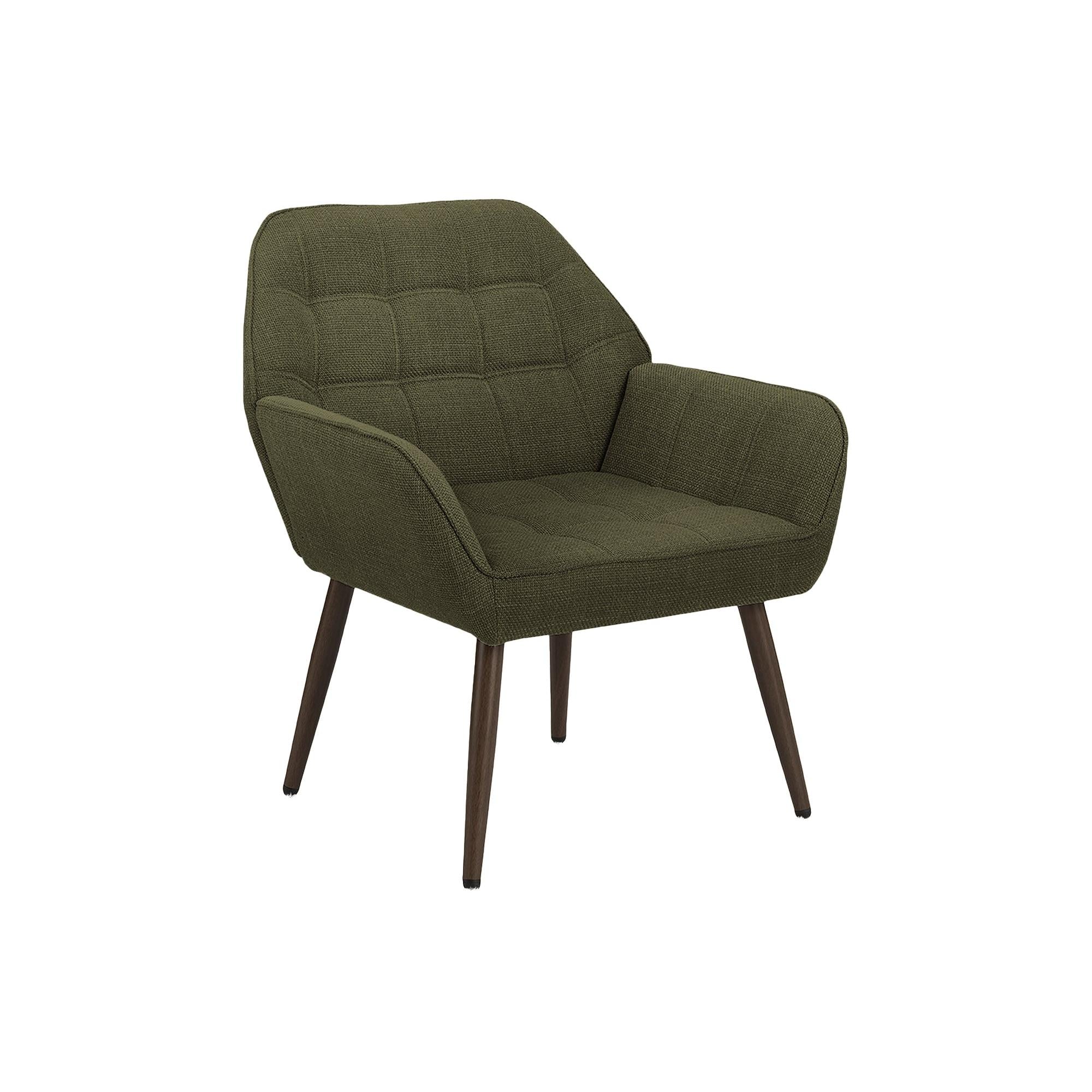 I 8001 - Chaise D'appoint, 33''H, Rembourré, Salon, Tissu Vert Foncé, Pieds En Métal Noyer, Contemporain, Moderne - Simple Boutique
