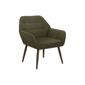 I 8001 - Chaise D'appoint, 33''H, Rembourré, Salon, Tissu Vert Foncé, Pieds En Métal Noyer, Contemporain, Moderne - Simple Boutique