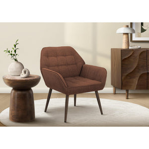 I 8002 - Chaise D'appoint, 33''H, Rembourré, Salon, Tissu Rouille, Pieds En Métal Noyer, Contemporain, Moderne - Simple Boutique