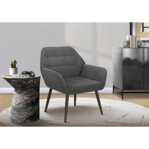 I 8005 - Chaise D'appoint, 33''H, Rembourré, Salon, Tissu Gris Clair, Pieds En Métal Noyer, Contemporain, Moderne - Simple Boutique