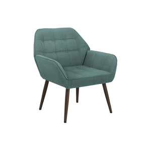 I 8006 - Chaise D'appoint, 33''H, Rembourré, Salon, Tissu Turquoise, Pieds En Métal Noyer, Contemporain, Moderne - Simple Boutique