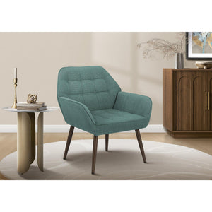 I 8006 - Chaise D'appoint, 33''H, Rembourré, Salon, Tissu Turquoise, Pieds En Métal Noyer, Contemporain, Moderne - Simple Boutique