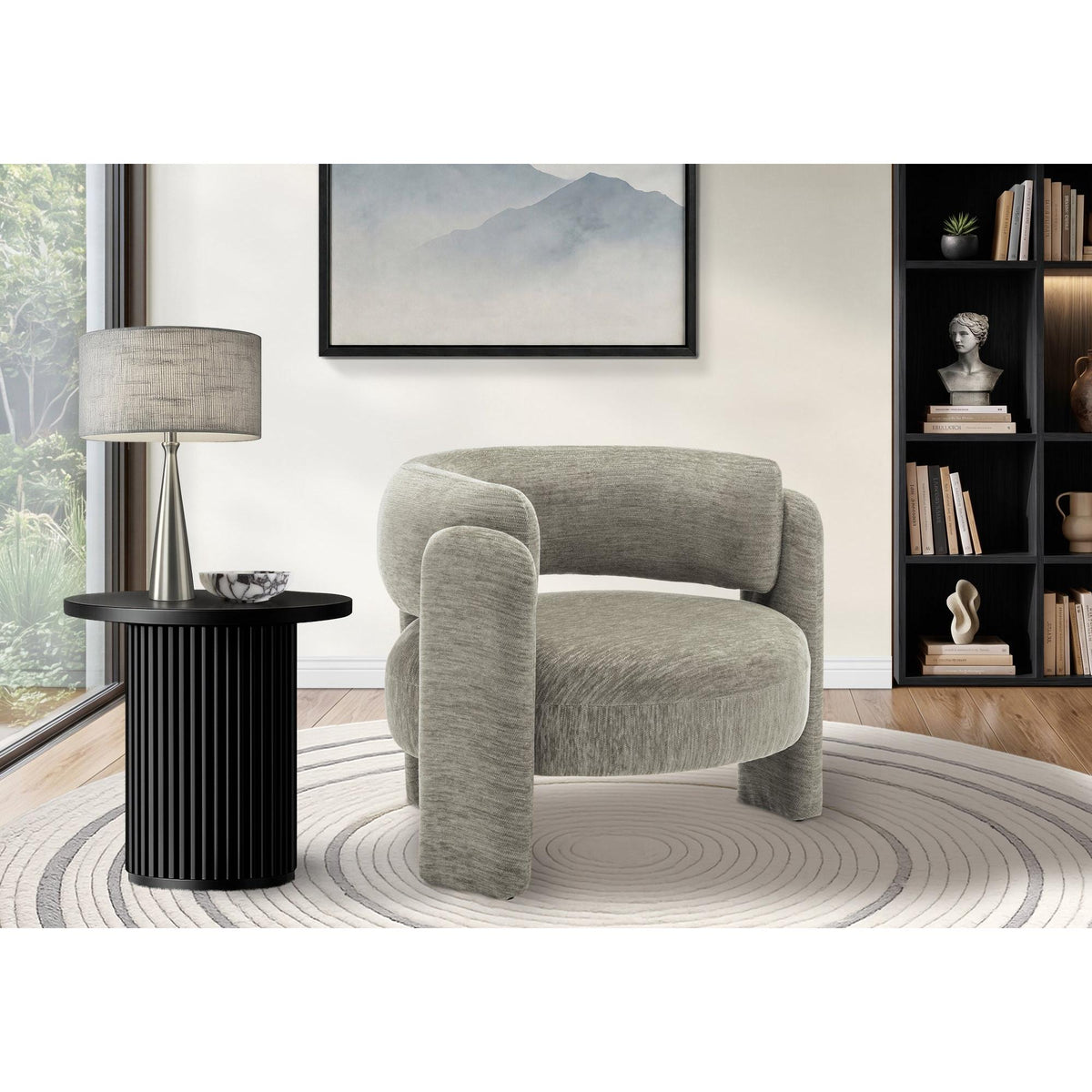 I 8014 - Chaise D'appoint, 29''H, Rembourré, Tissu Gris Clair, Contemporain, Moderne - Simple Boutique