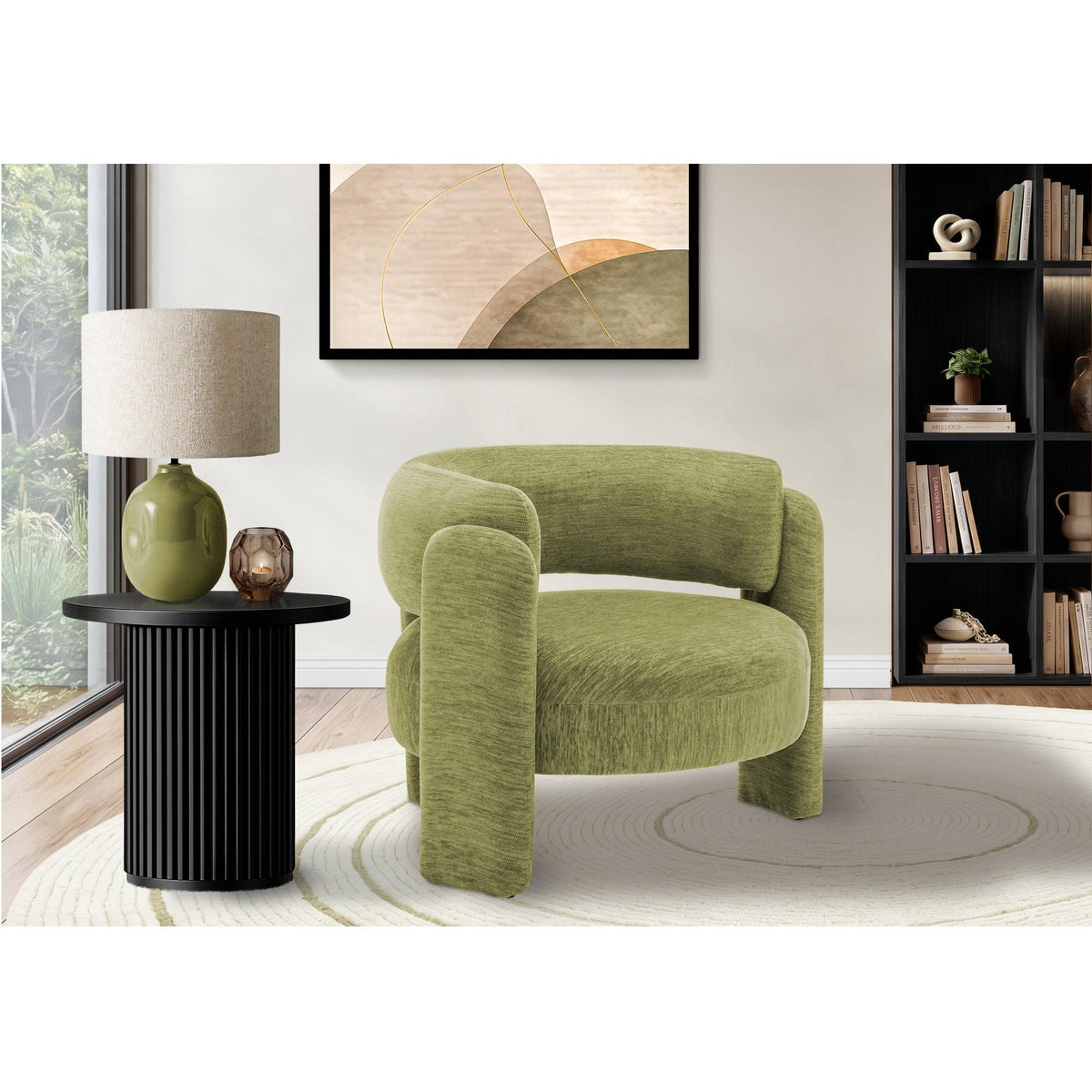 I 8016 - Chaise D'appoint, 29''H, Rembourré, Tissu Vert, Contemporain, Moderne - Simple Boutique