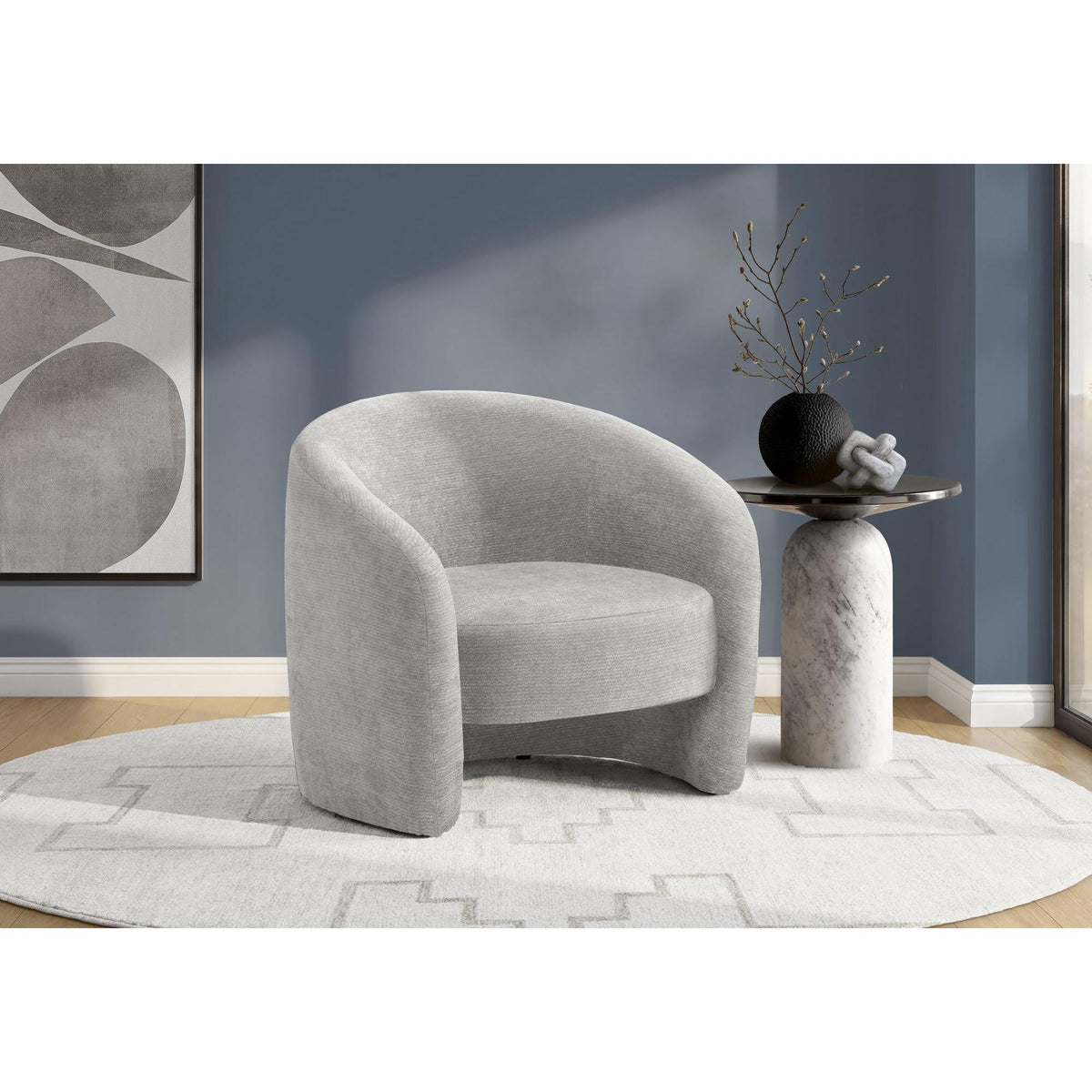 I 8024 - Chaise D'appoint, 29''H, Rembourré, Tissu Gris Clair, Contemporain, Moderne - Simple Boutique