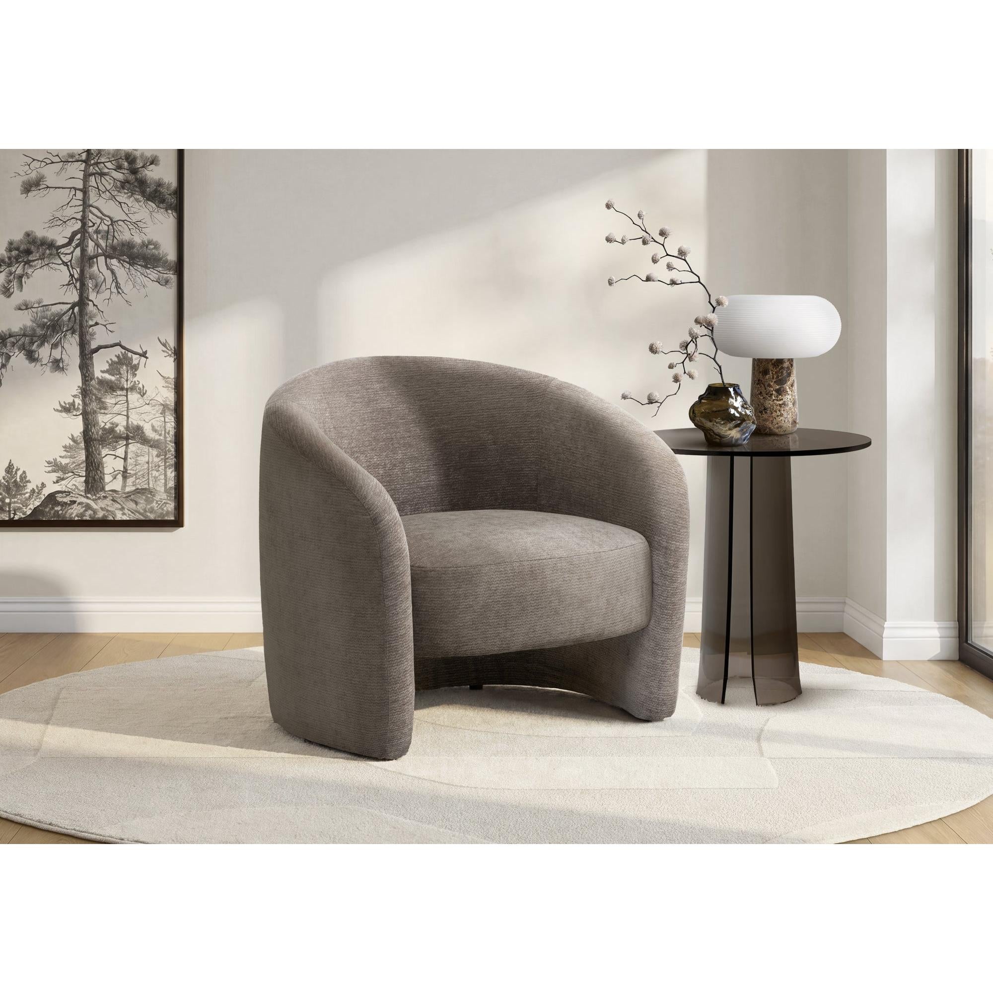 I 8025 - Chaise D'appoint, 29''H, Rembourré, Tissu Marron Clair, Contemporain, Moderne - Simple Boutique