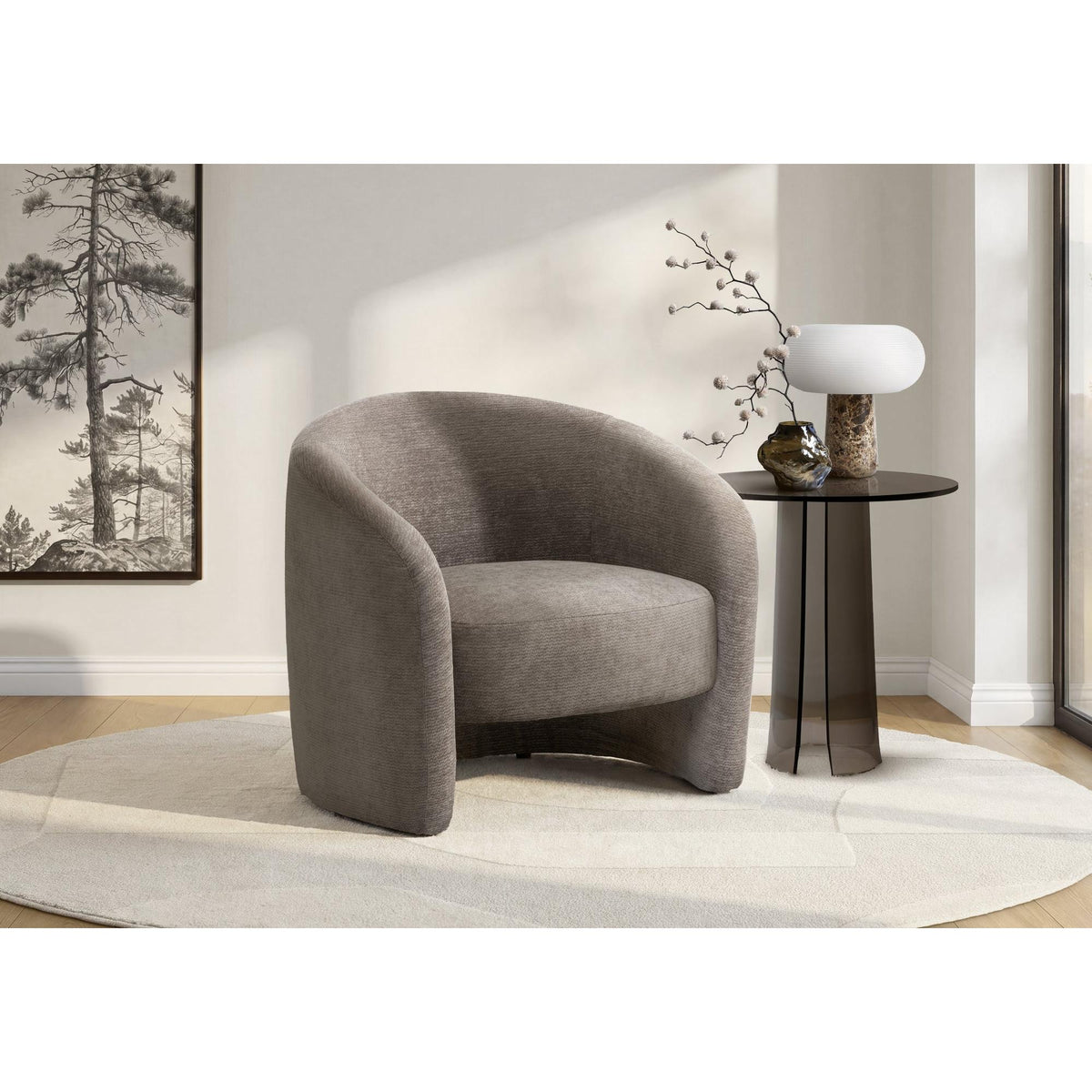 I 8025 - Chaise D'appoint, 29''H, Rembourré, Tissu Marron Clair, Contemporain, Moderne - Simple Boutique