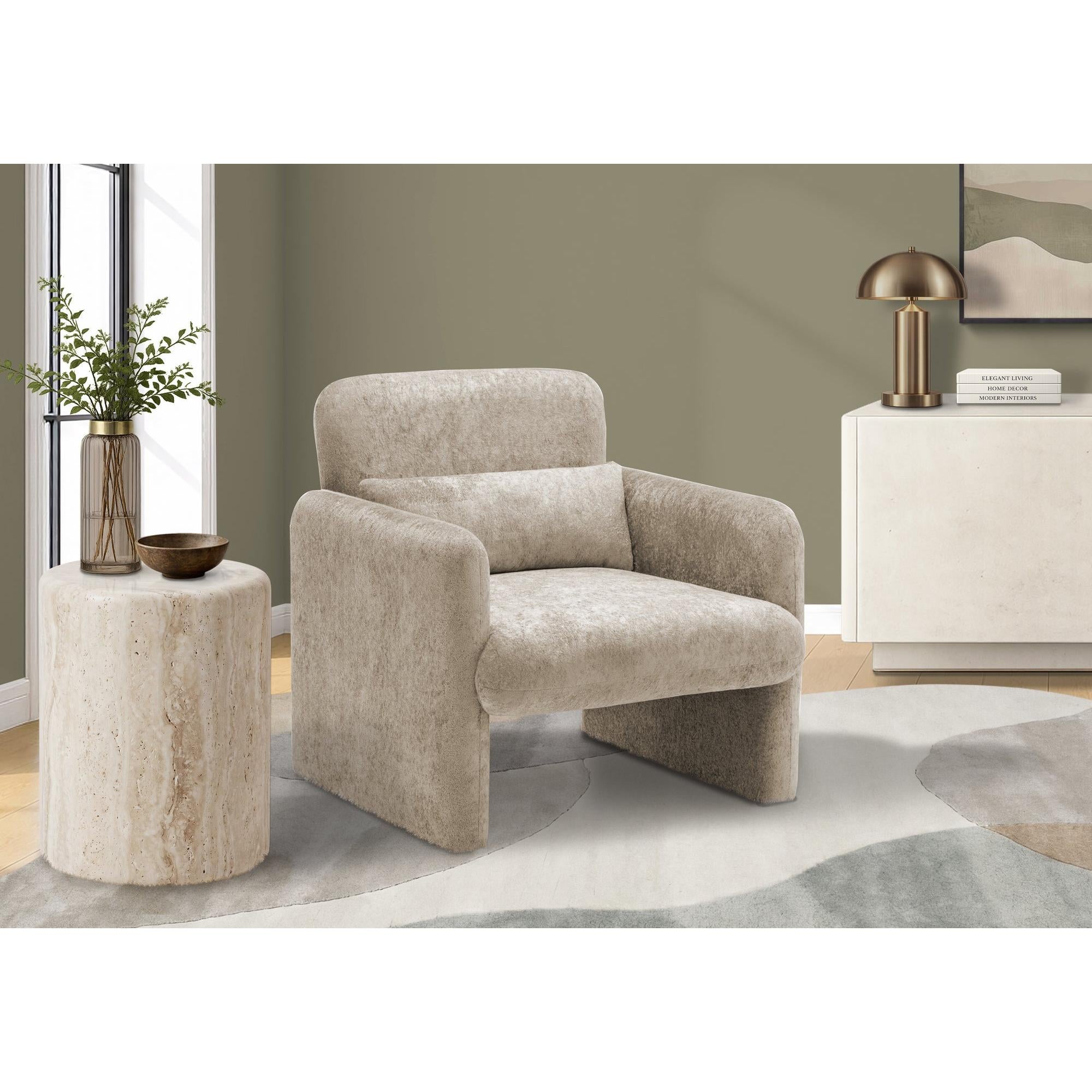 I 8026 - Chaise D'appoint, 31''H, Rembourré, Tissu Marron Clair, Contemporain, Moderne - Simple Boutique