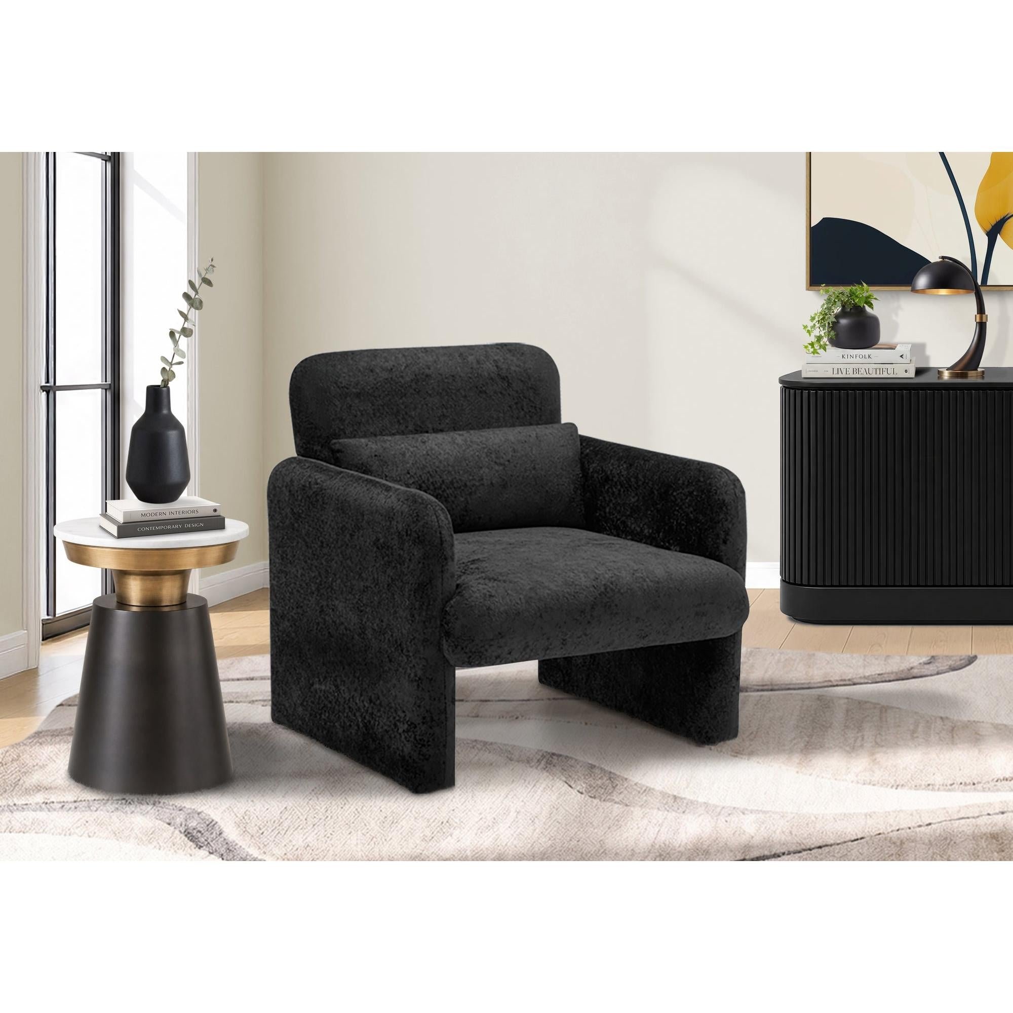 I 8028 - Chaise D'appoint, 31''H, Rembourré, Tissu Noir, Contemporain, Moderne - Simple Boutique