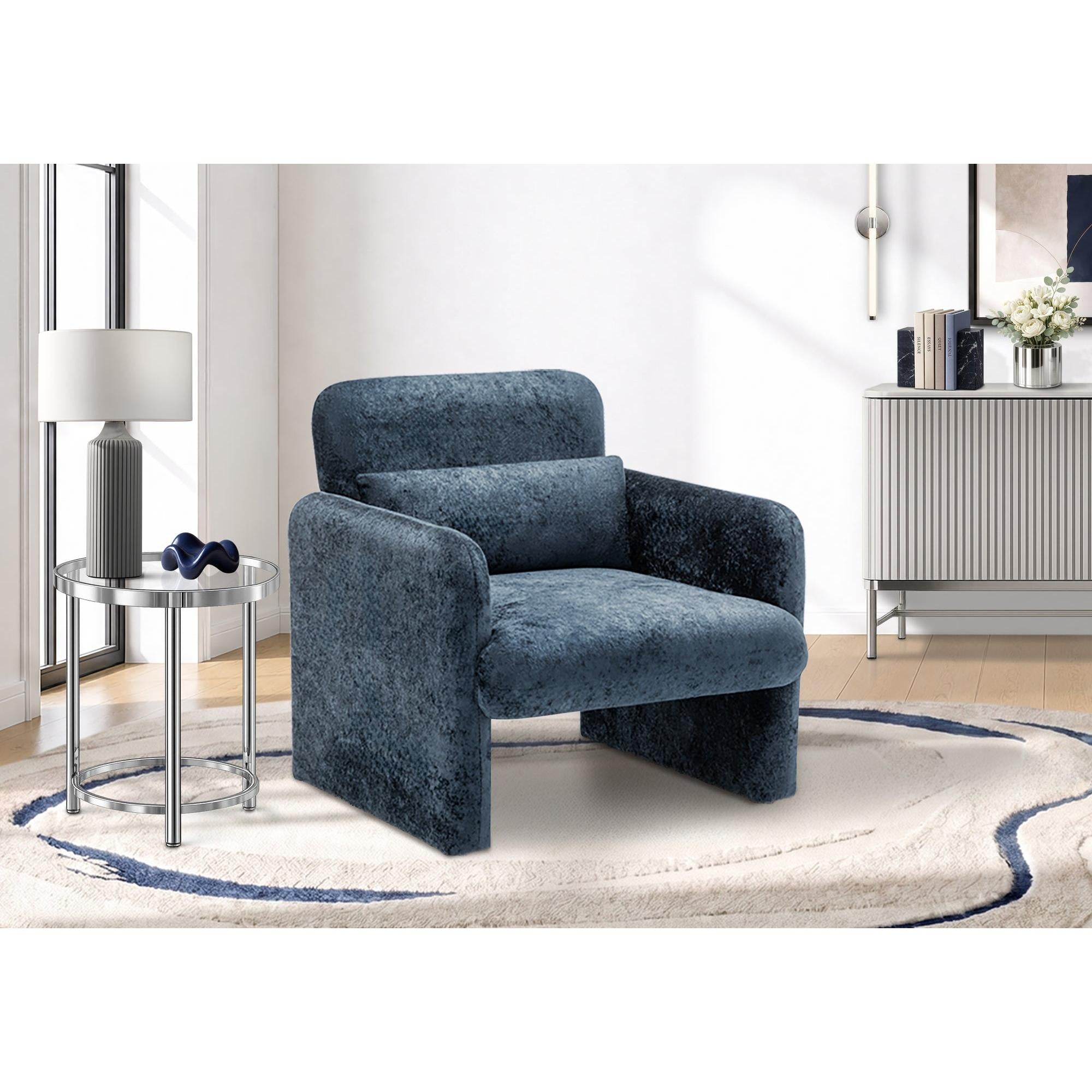 I 8030 - Chaise D'appoint, 31''H, Rembourré, Tissu Bleu, Contemporain, Moderne - Simple Boutique