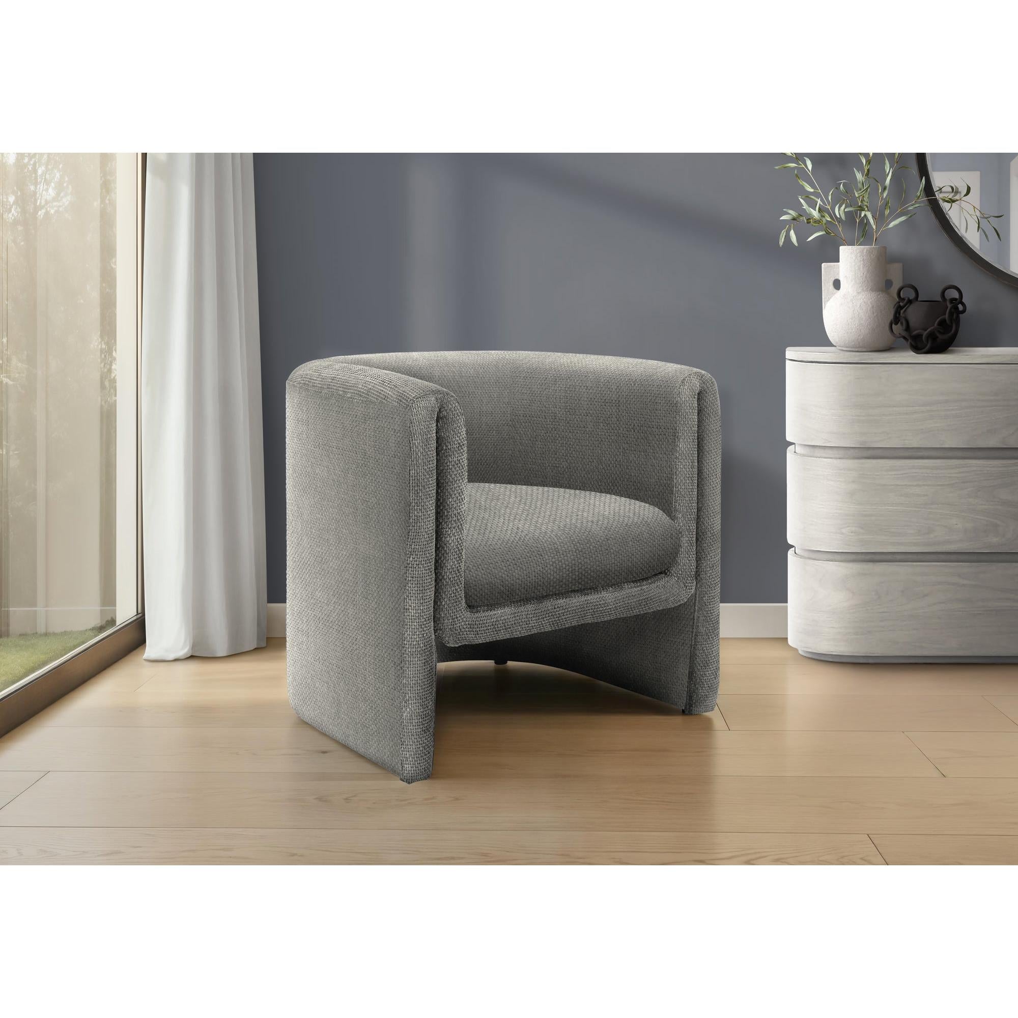I 8042 - Chaise D'appoint, 29''H, Rembourré, Salon, Chambre À Coucher, Tissu Gris Clair, Contemporain, Moderne - Simple Boutique