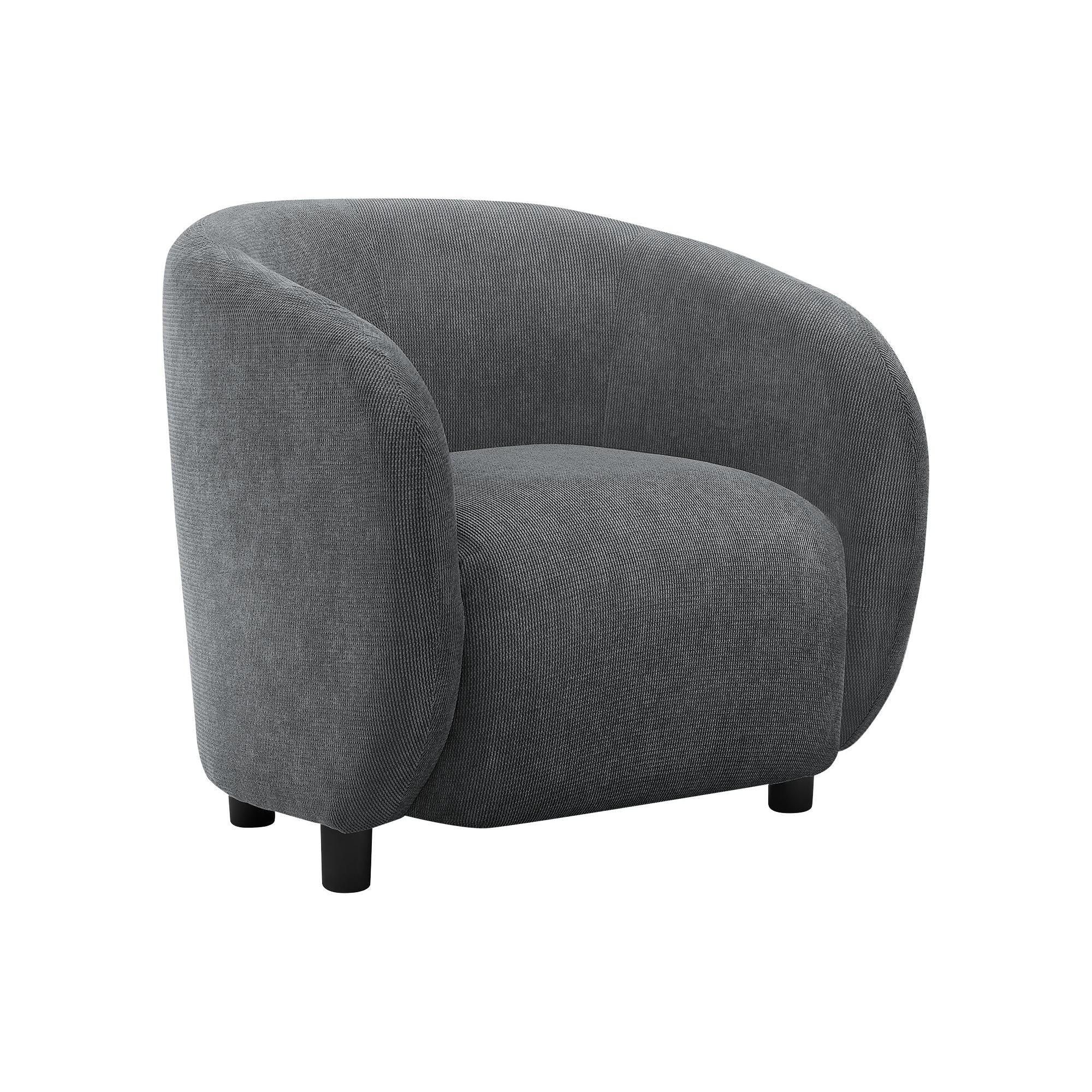 I 8063 - Chaise D'appoint, 29''H, Rembourré, Salon, Chambre À Coucher, Tissu Gris Foncé, Patte Noir, Contemporain, Moderne - Simple Boutique