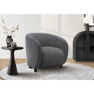 I 8063 - Chaise D'appoint, 29''H, Rembourré, Salon, Chambre À Coucher, Tissu Gris Foncé, Patte Noir, Contemporain, Moderne - Simple Boutique