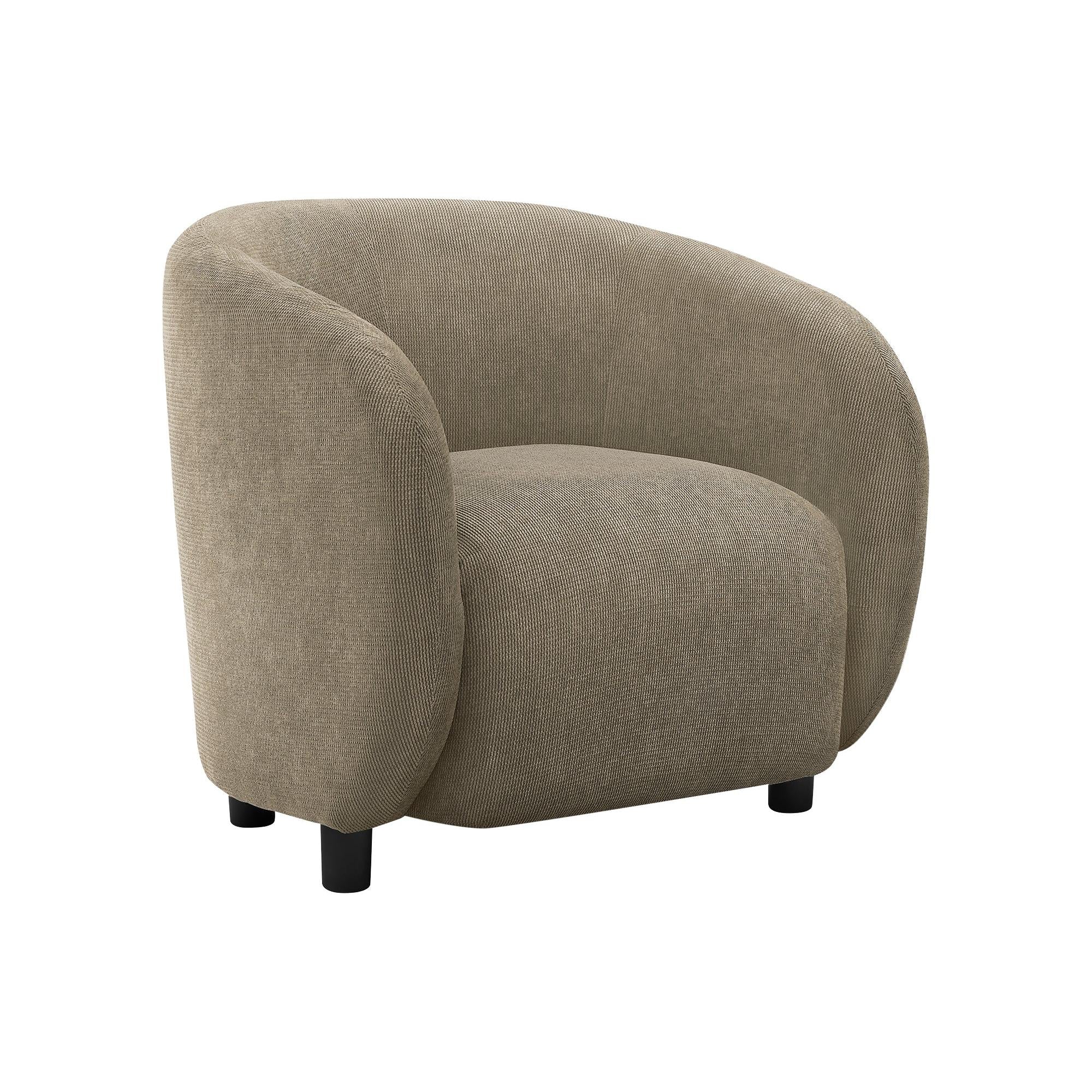 I 8064 - Chaise D'appoint, 29''H, Rembourré, Salon, Chambre À Coucher, Tissu Marron Clair, Patte Noir, Contemporain, Moderne - Simple Boutique