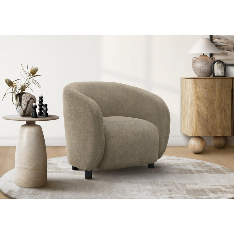 I 8064 - Chaise D'appoint, 29''H, Rembourré, Salon, Chambre À Coucher, Tissu Marron Clair, Patte Noir, Contemporain, Moderne - Simple Boutique
