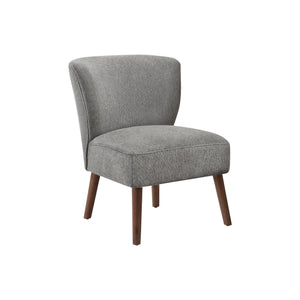 I 8085 - Chaise D'appoint, 33''H, Rembourré, Salon, Chambre À Coucher, Tissu Gris Clair, Pieds En Bois Massif De Noyer, Mid Century, Moderne - Simple Boutique