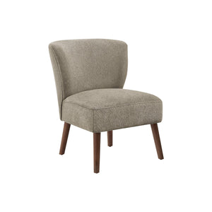 I 8086 - Chaise D'appoint, 33''H, Rembourré, Salon, Chambre À Coucher, Tissu Marron Clair, Pieds En Bois Massif De Noyer, Mid Century, Moderne - Simple Boutique