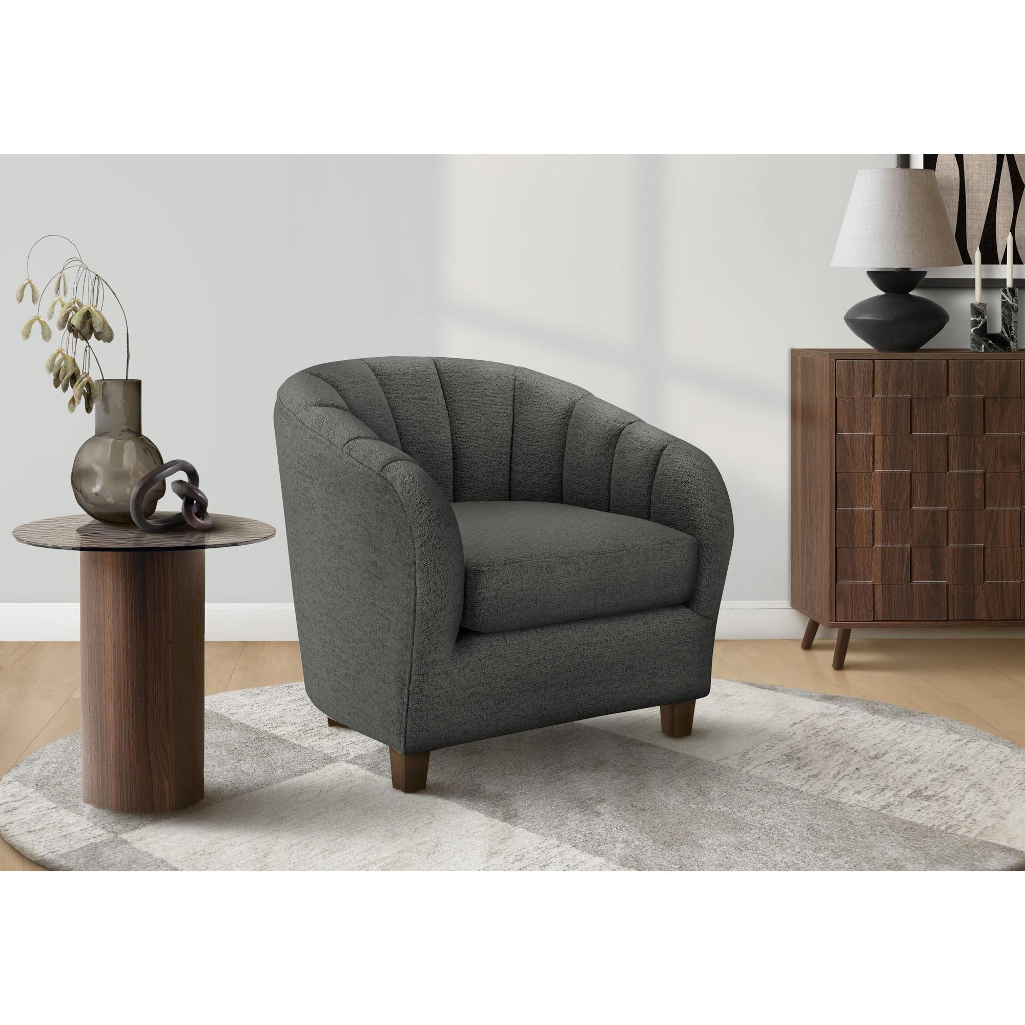 I 8092 - Chaise D'appoint, 31''H, Rembourré, Salon, Chambre À Coucher, Tissu Gris Foncé, Contemporain, Moderne, Transitionnel - Simple Boutique